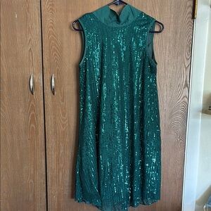 Green sequined dress